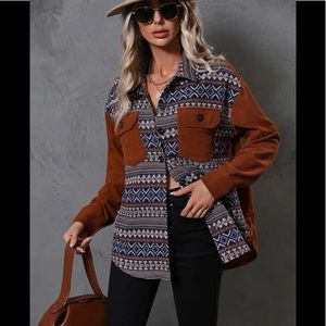 ✨ geometric print shacket women’s jacket top medium